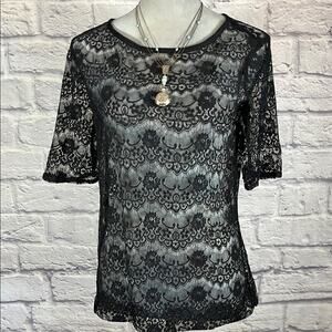 New Directions black lace whimsigoth blouse